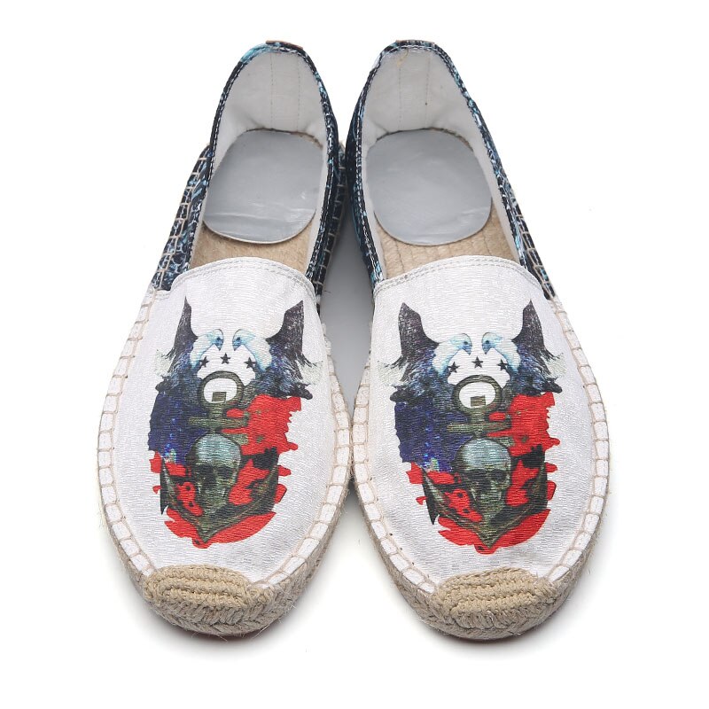 Dierenfoto casual persoonlijkheid zomertrend stroschoenen lichtgewicht canvas vissersschoenen hennep herenschoenen