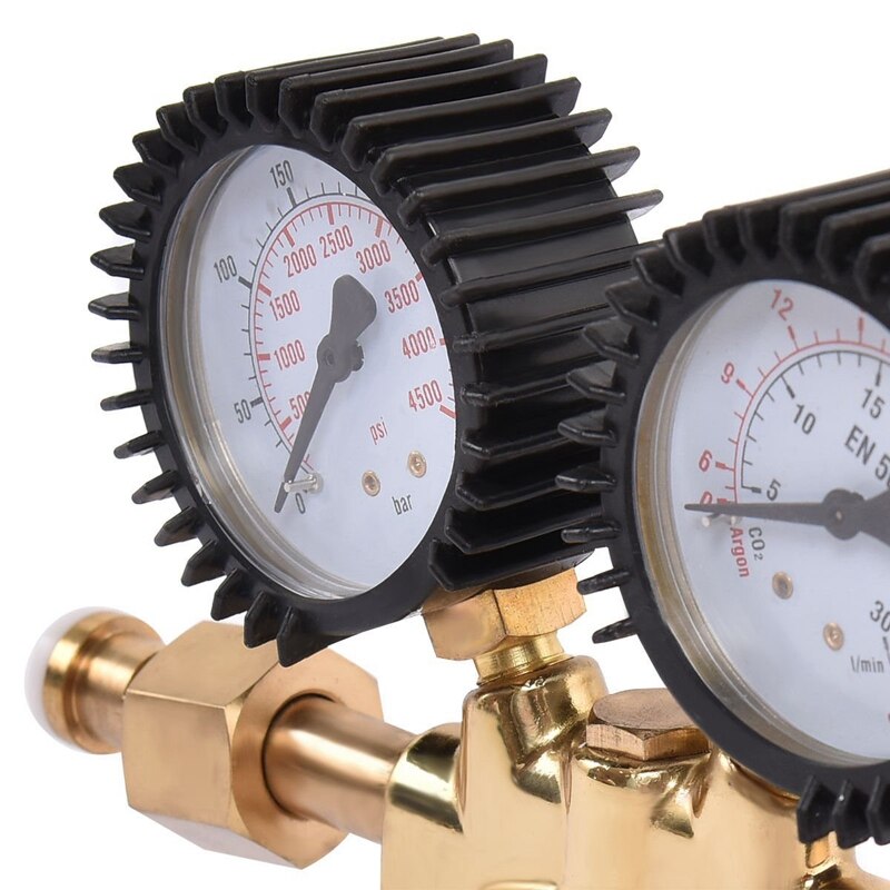 Brass Ar/Co2 Meter Reductor Argon Regulator Carbon Dioxide Regulator Mini Pressure Reducer Dual Gauge 0-4500 Psi