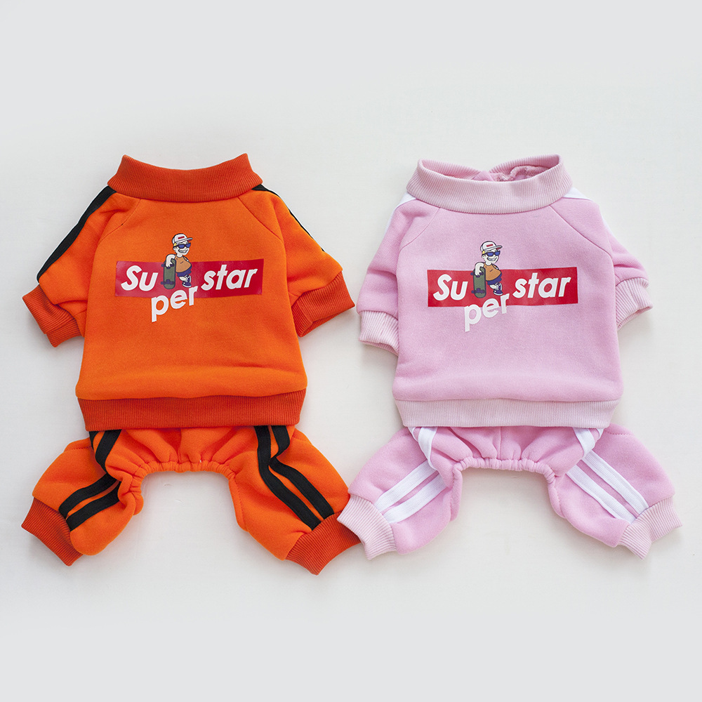 Pet Clothes for Dogs and Cats 4-Leg Hoodie Coat Pet Vest Puppy Clothes Print Apparel 5 Sizes Dog Clothes Dog Accessories