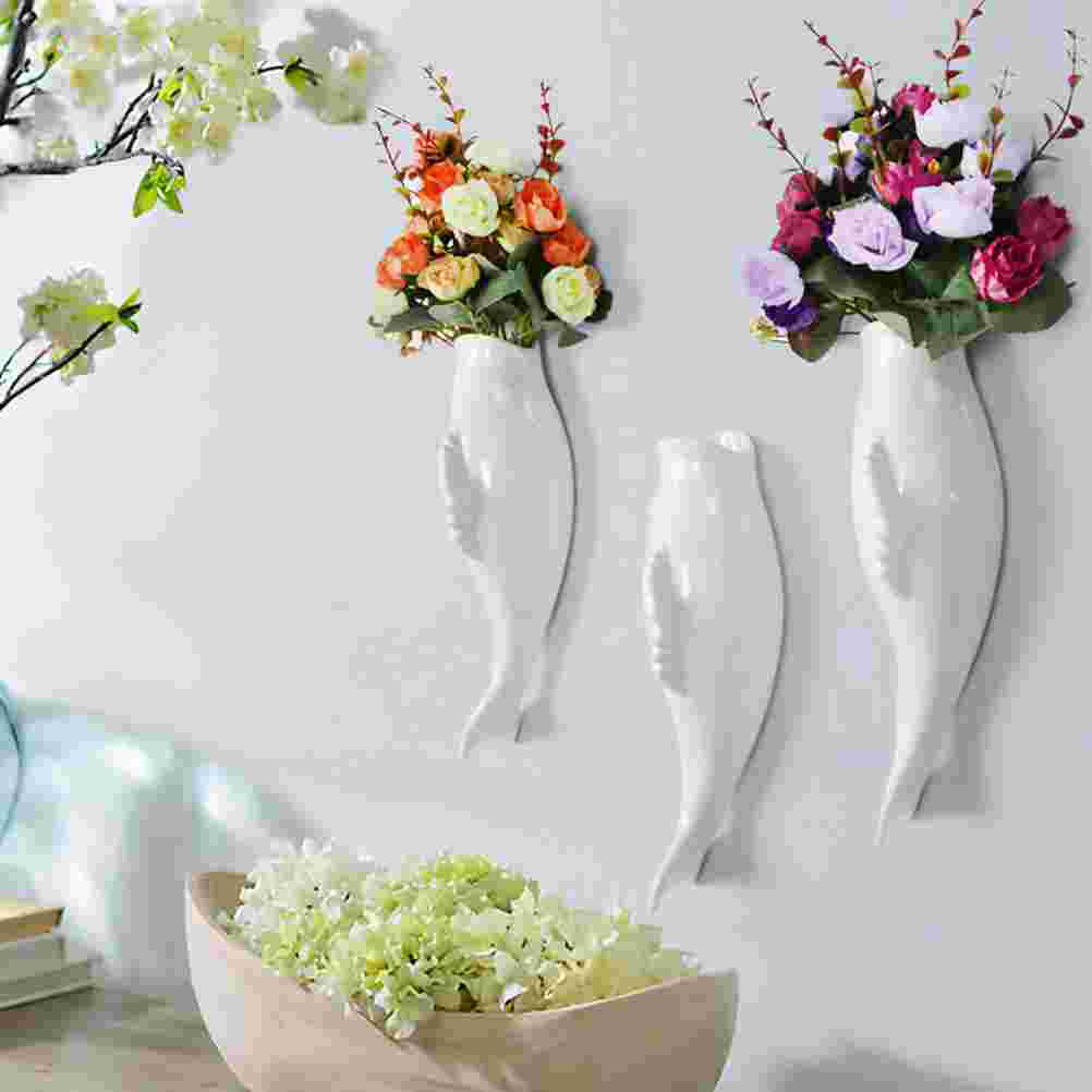 1 Set Fish Shape Vase Durable Practical Ceramics Vase Decor for Living Room Home