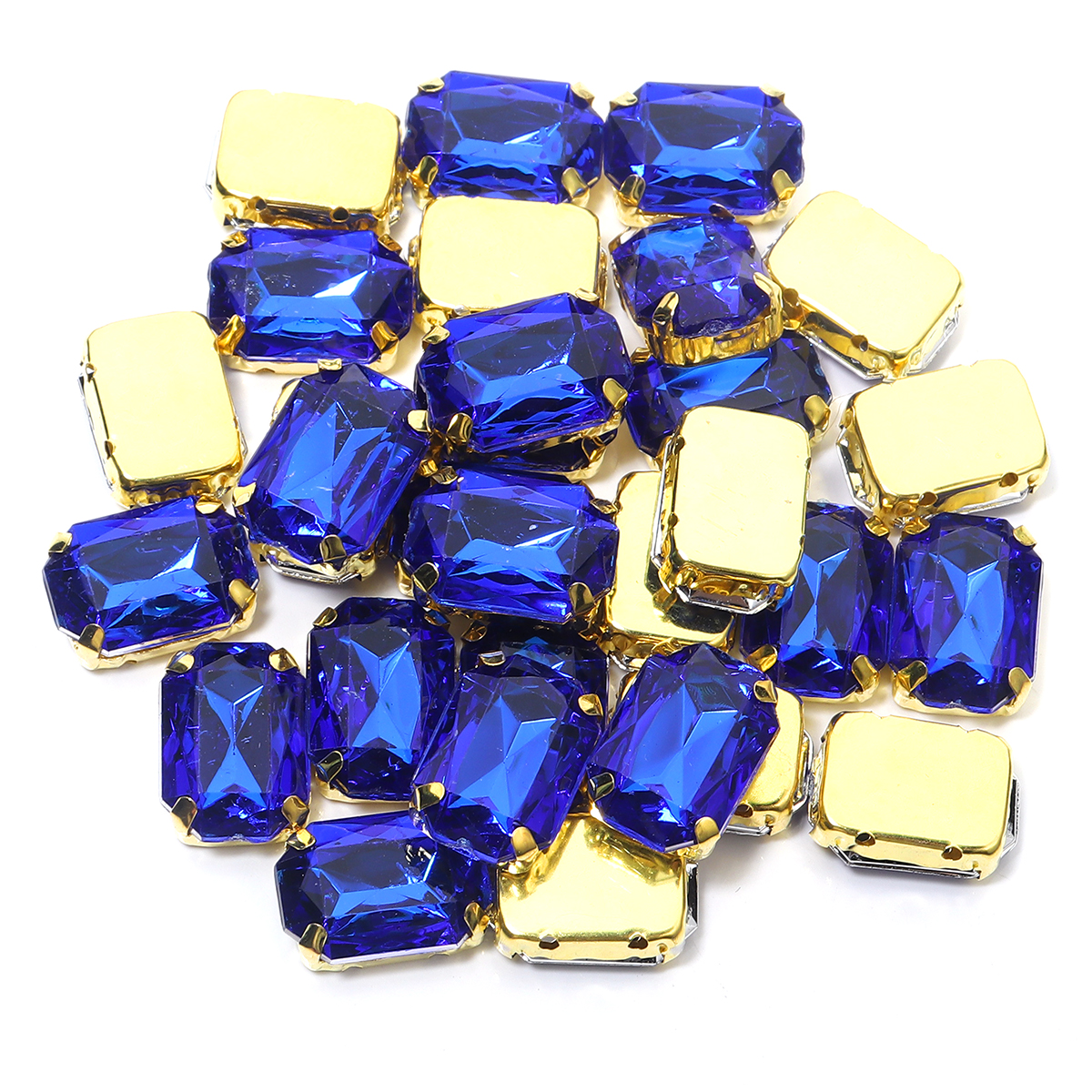 30 stuks 10 x 14mm rechthoekige kristallen glazen strass-steentjes, handgenaaide acryl strass-steentjes met gouden klauw voor kledingaccessoires: Wit