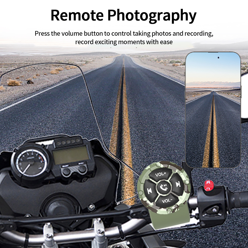 Auriculares inalámbricos con Bluetooth para casco, cascos con botón remoto, controlador multimedia para manillar de motocicleta/bicicleta, Control del volante del coche