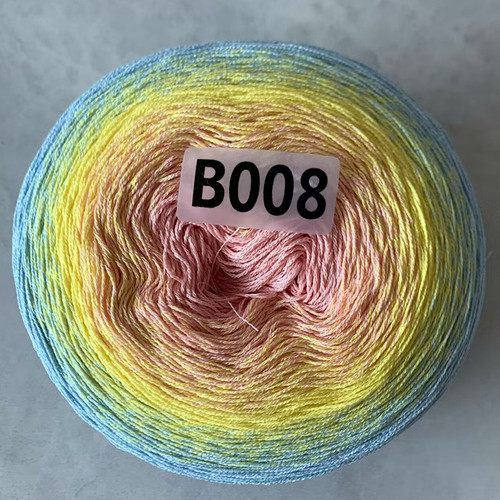 Ovillo de algodón y lino para Tartas, hilo degradado 8 # de encaje Macaron, línea de gelatina de 4 hebras, sección larga teñida, chal de ganchillo, TJ20263, 300G por bola: Castaño