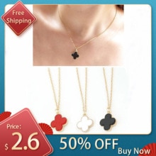 Trendy Vintage Pendant Necklace Solid Color Heart Four Leaf Clover Choker Necklace Jewelry Accessory For Women