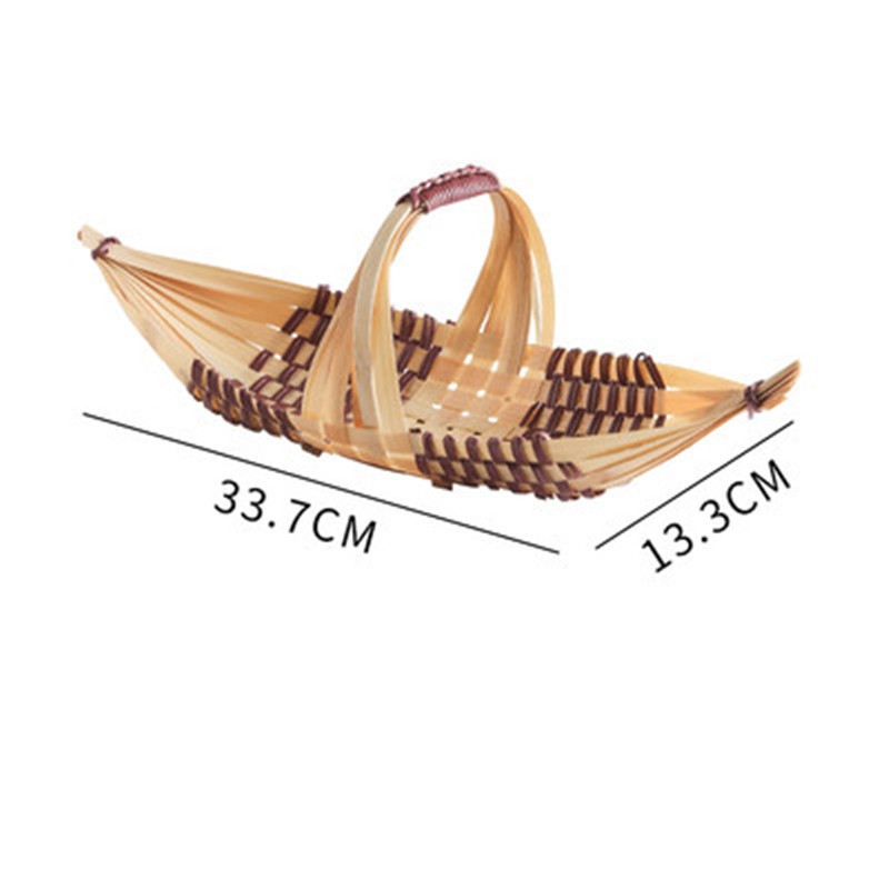 Geweven Producten Handgemaakte Bamboe Mand Boerderij Servies Sashimi Plaat Decoratie Japanse Bamboe Bento Sushi Zeevruchten Boot: 2