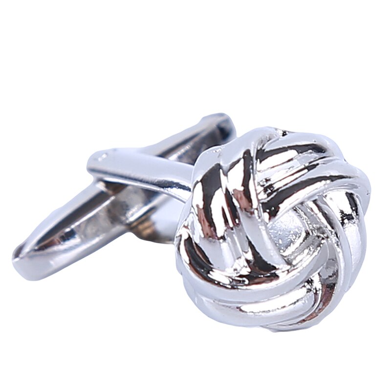 Gemelos de nudo de para gemelos de camisa de hombre, chapado en plata, para negocios y bodas, ropa de novio francés, gemelos de