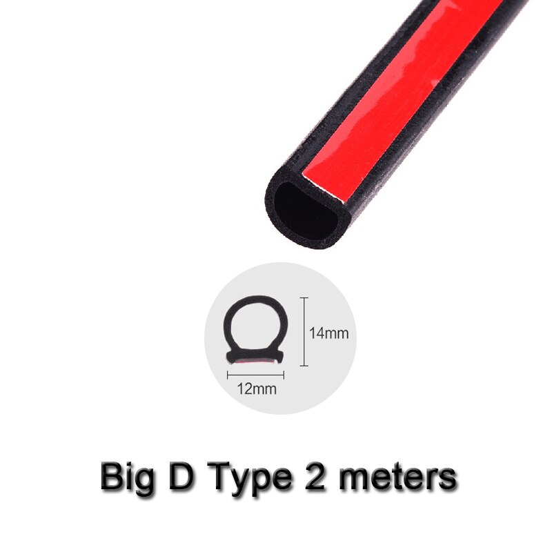 2 meter B Z P D Type Auto Rubberen Afdichting Geluidsisolatie Tochtstrip Edge Trim Geluidsisolatie Auto Deur Afdichting strip Stickers: Big D Type