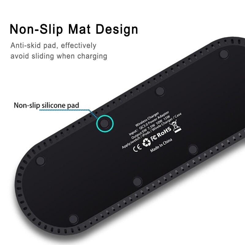 Sec 3 In 1 Draadloze Oplader 10W Snelle Draadloze Opladen Pad Voor Iphone 11/11pro/X/Xs/8 Voor Apple Horloge Serie 5 4 3 Airpods