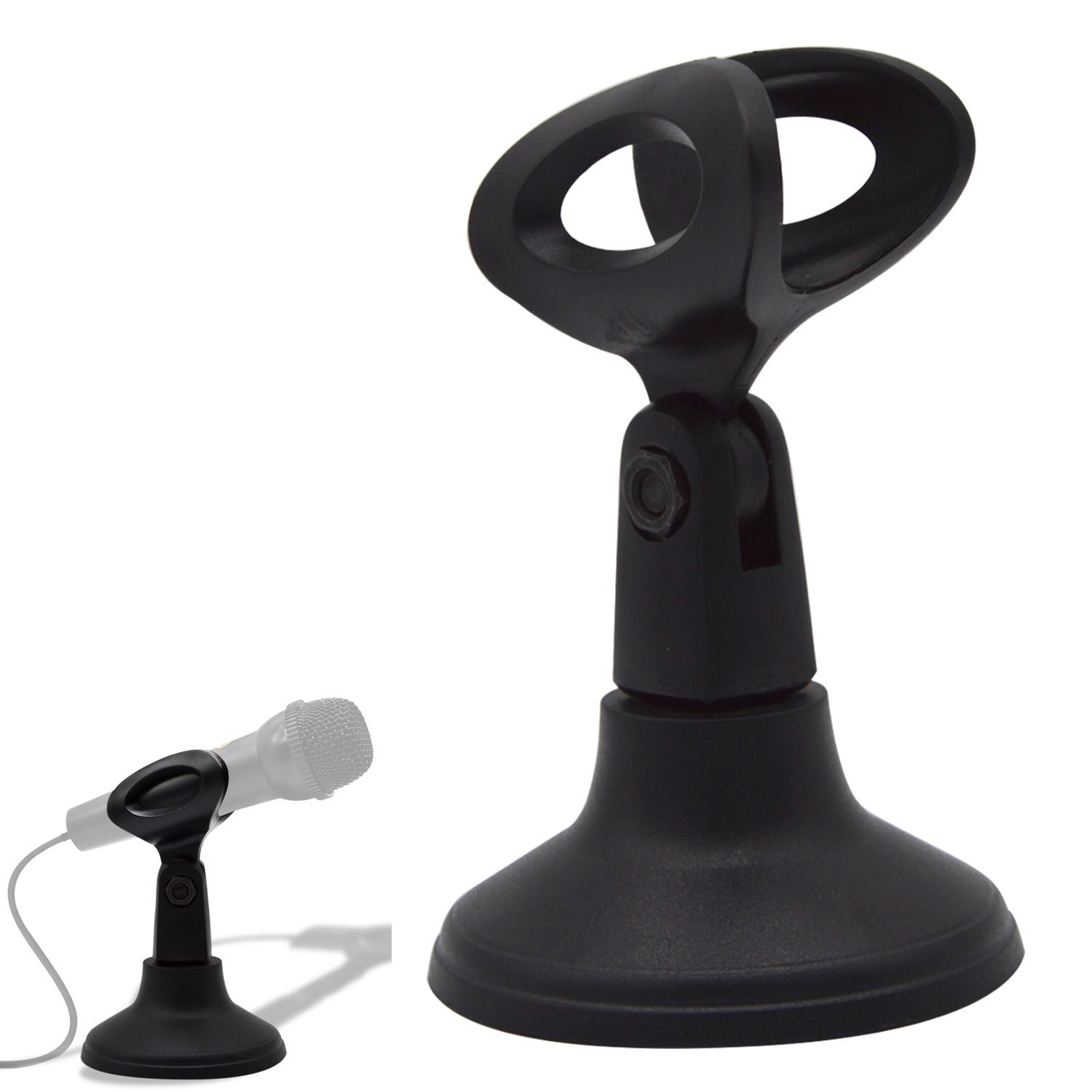 Skrivebordsmikrofonholder, aftagelig bordplade mikrofonholder med mikrofonklemme og rund base til podcasts, online chat,