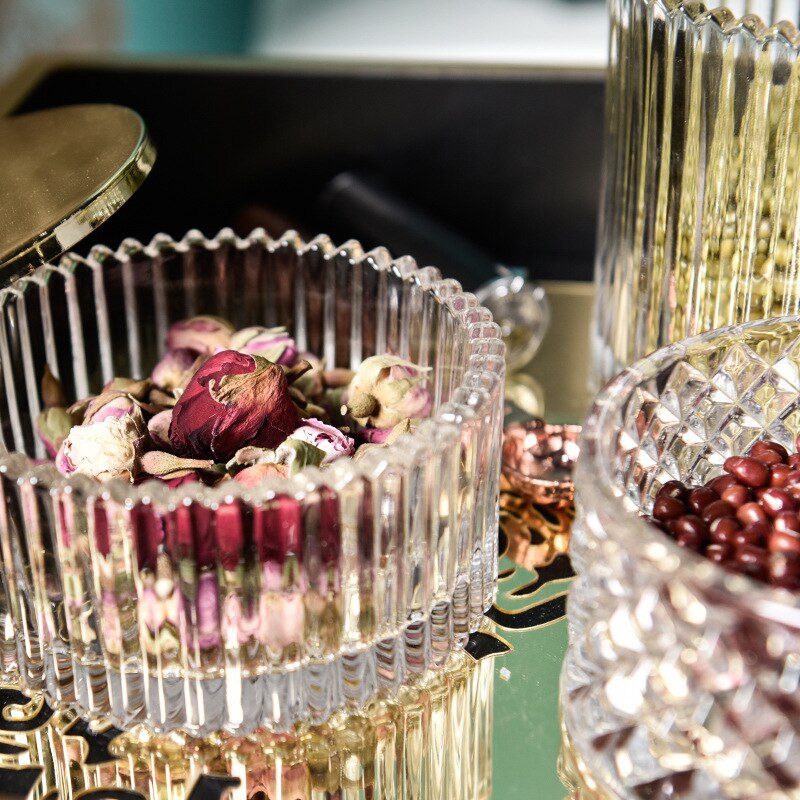 Slikglas krukke med låg europæisk stil krydderikrukke mad opbevaring pot lysebeholder dekoration glasflaske