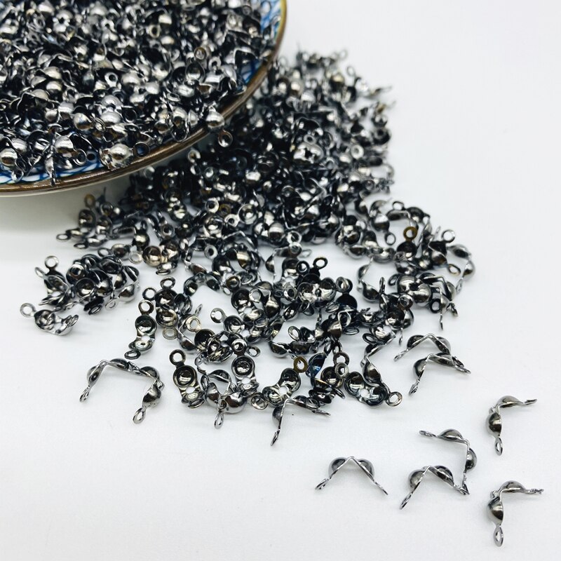 100 pz/lotto connettore chiusura raccordo 4*7mm catena a sfera Calotte End Crimps perline connettore componenti per gioielli fai da te fare Supplie: Black