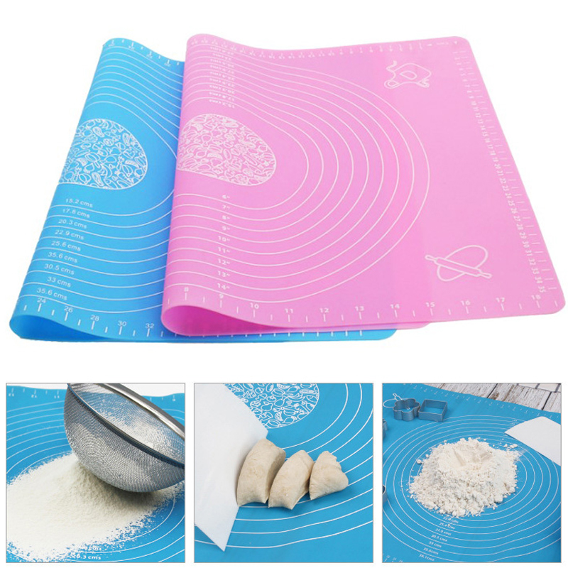 Stor storlek silikon bakningsmatta med skala för rullning av degmatta kök nonstick liner pad för tårta pasta pizza verktyg