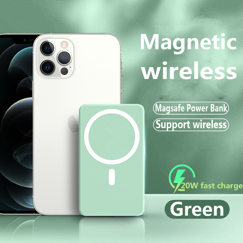 20W Power Bank Magnetic Wireless Fast Charger For magsafe Mobile Phone battery For iphone 12mini 12 13 Pro Max xiaomi 10000mAh: Green / 10000mAh