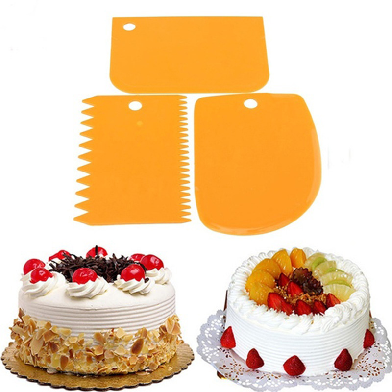 3 Stks/set Plastic Cake Soepeler Cake Schraper Spatel Set Deeg Cutter Blade Voor Gebak Icing Kerst Bakken Tools