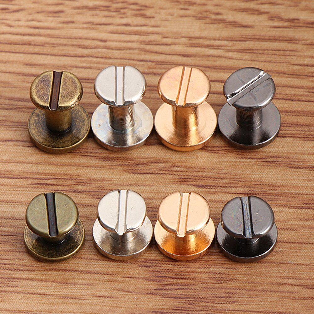Rivets à vis pour ceinture en cuir, portefeuille, vis en laiton massif, décoration de boutons, bricolage d&#39;ongles, scrapbooking, 10 jeux de 5/6, 5/8mm