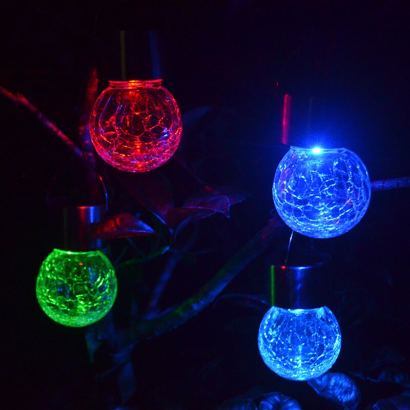 Solar Licht Lantaarn Outdoor Tuin Lamp Glas Crack Bal Kroonluchter Gazon Tuin Licht Christmas Party Kerstboom Decoratie
