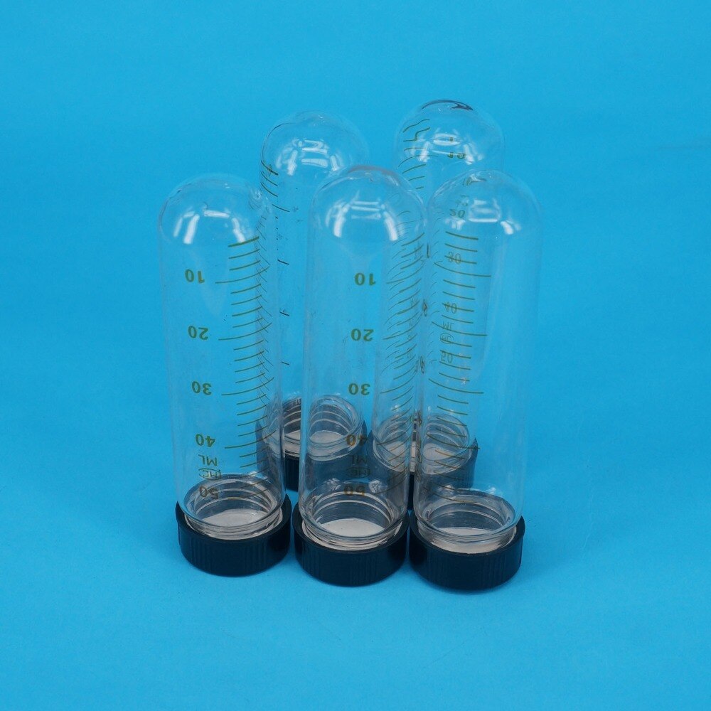 Lot(5) 50ml 30x105mm Clear Glass Test Tube Round Bottom Graduated with Screw Cap