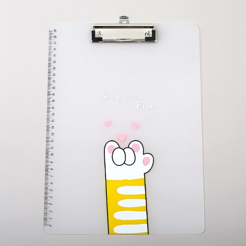 Cute Transparent A4 Clipboard Writing Pad With Metal Hook Plastic File Folder Document Holders School Office Stationery Supplies: 04
