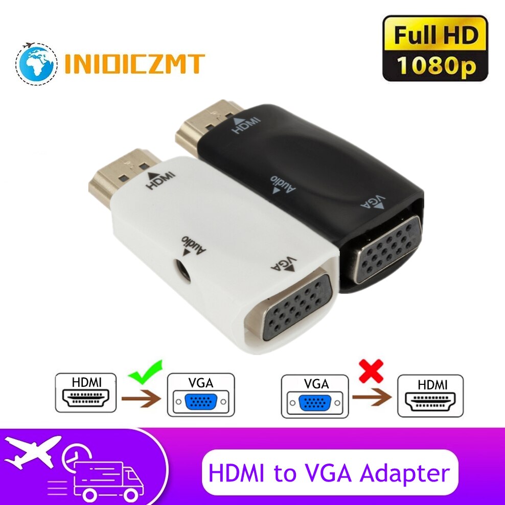 INIOICZMT HD 1080P adattatore da HDMI a VGA cavo digitale caldo convertitore Audio maschio-femmina per PC Laptop TV Box proiettore per Computer