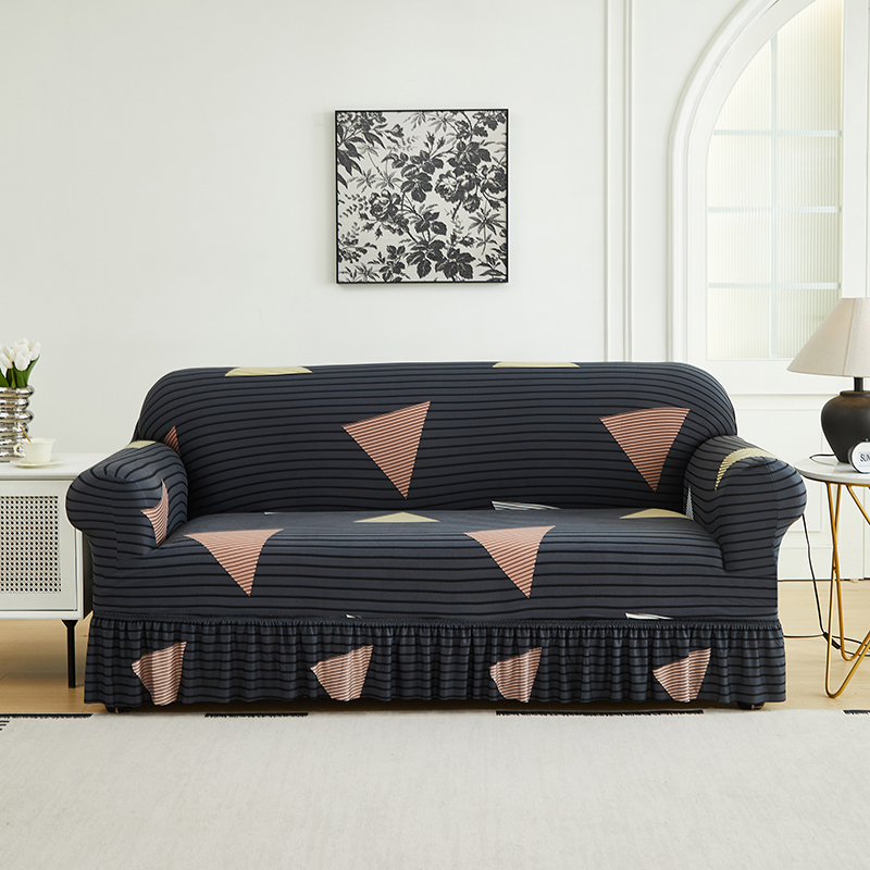 1-delige bedrukte bankhoes met rok, volledige dekking, elastische bankhoes, versier de bank in de woonkamer, meerdere kleuren bankhoes