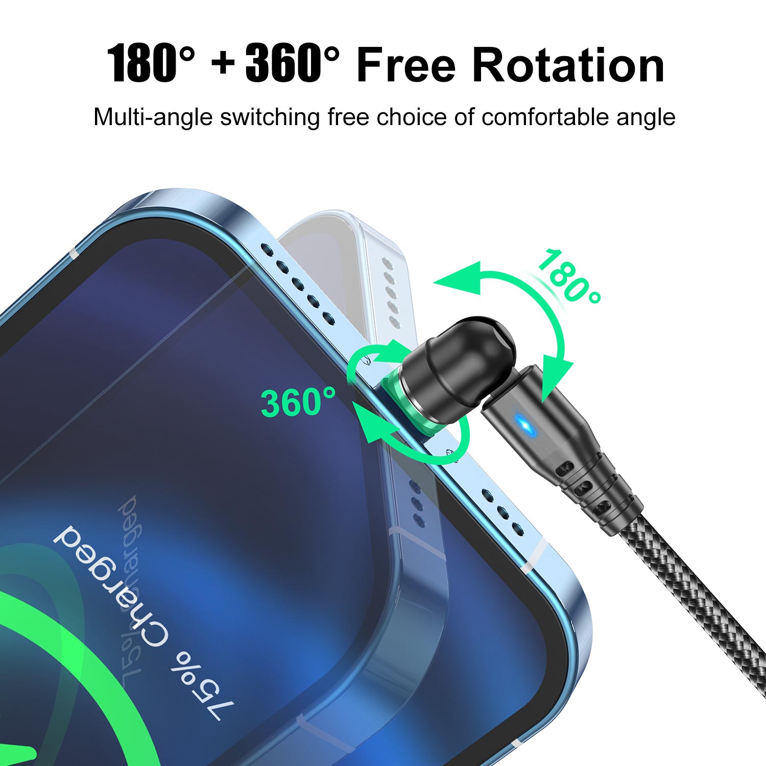 USLION 2 in 1 PD 60W Fast Charging Magnetic Cable USB C to Type C Micro Data Cord for iPhone 15 14 Pro Max Xiaomi 13 Poco M5 X5