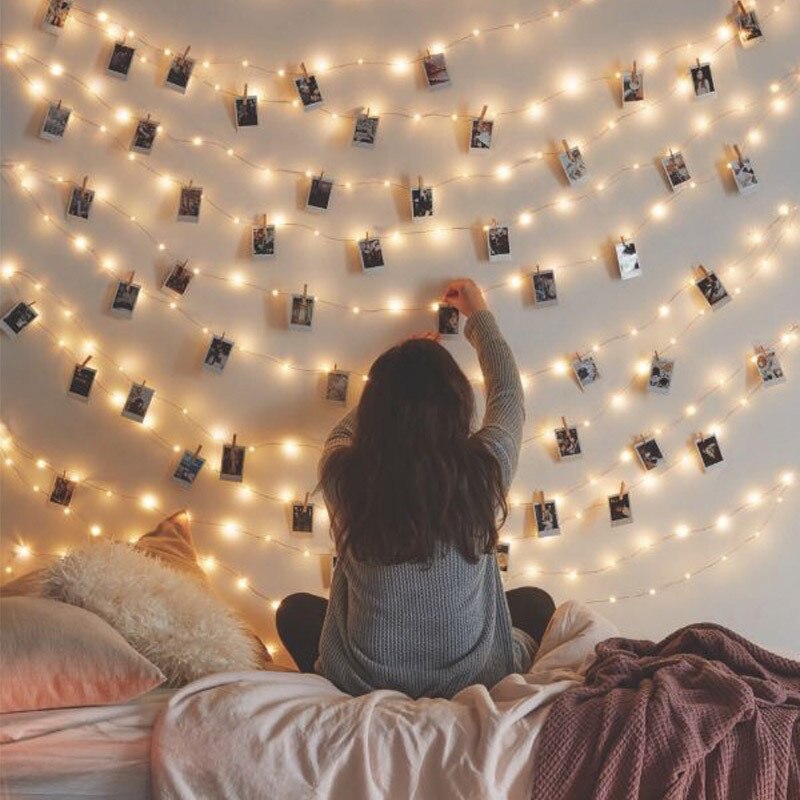 2M/5M/10M Photo Clip DIY LED String Lights Fairy Lights Outdoor USB Battery Operated Garland Christmas Decoration Room Wedding