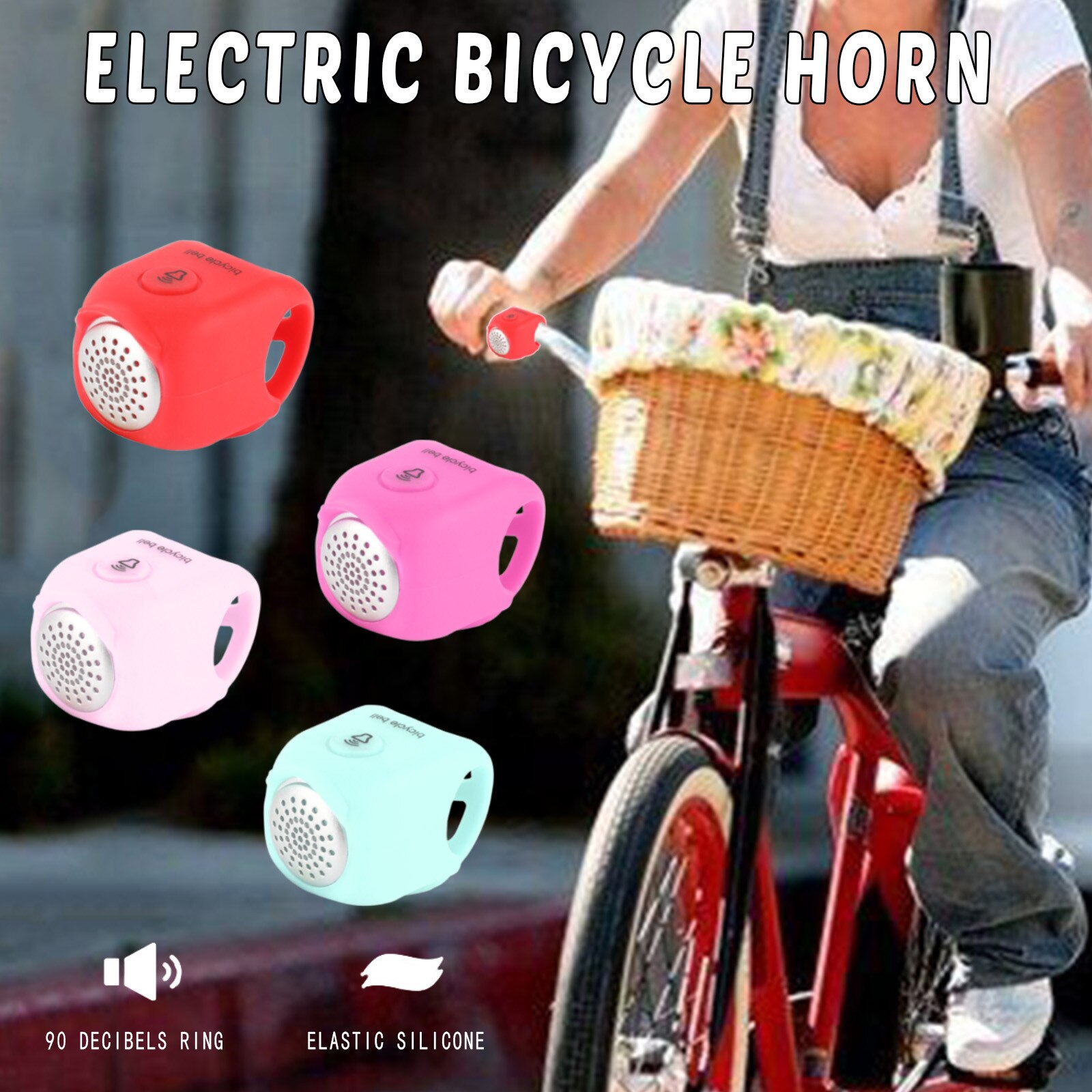 Sonnette de vélo électrique 90db, klaxon puissant, résistant à l'eau, économie d'énergie, 4 modes sonores,