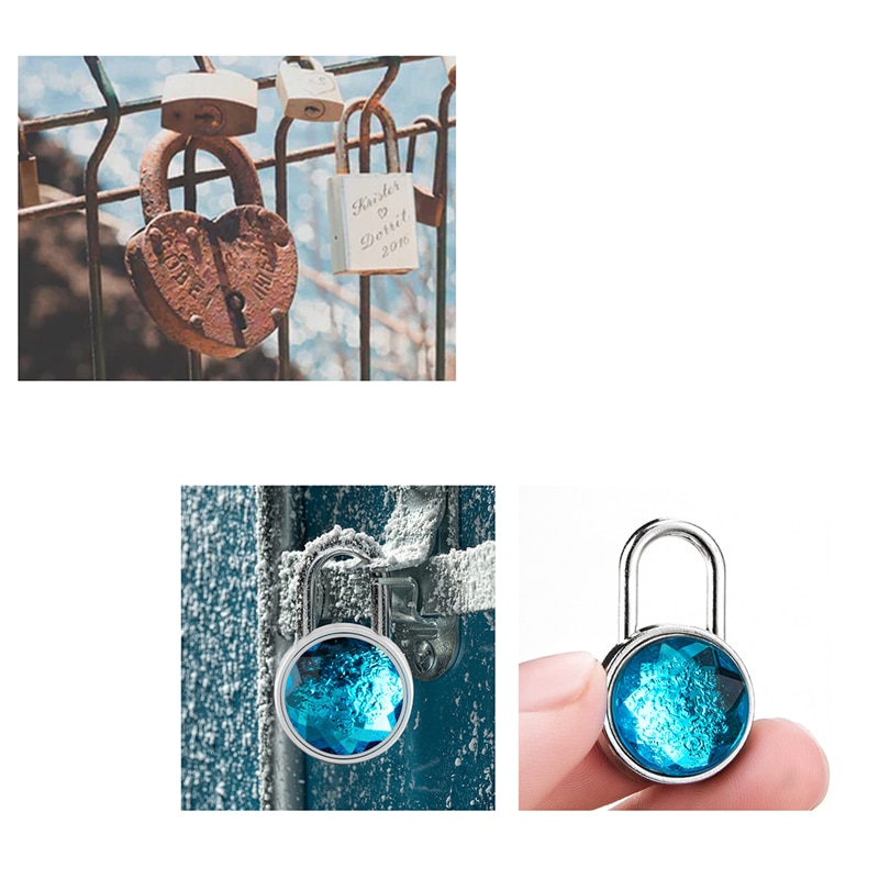 10pcs Blue Diamond Lock Shaped Mini Metal Padlock With Stainless Steel Keys For Suitcase Locks And School Gym