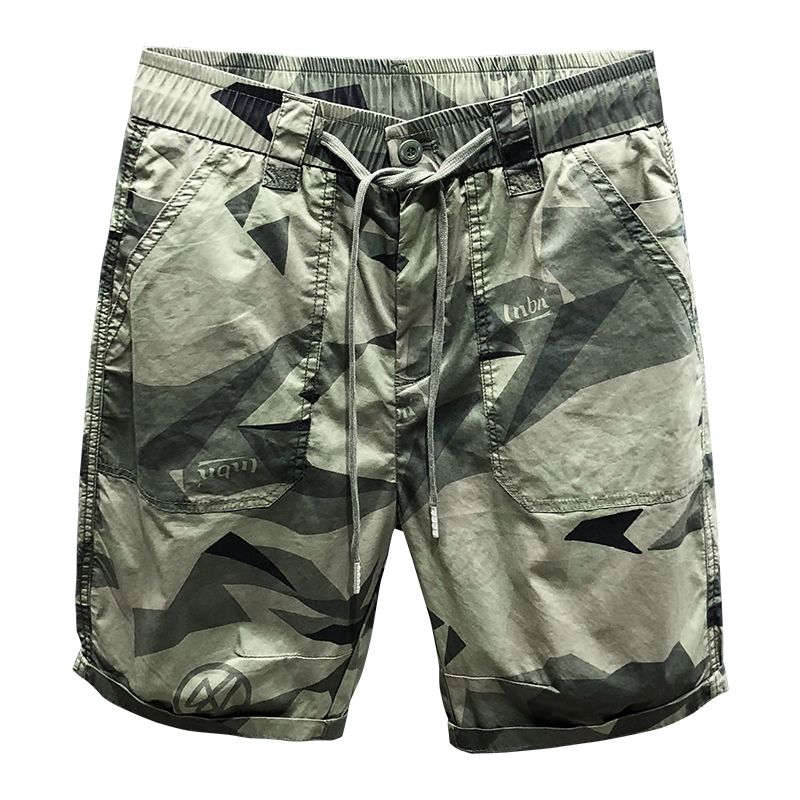 Calções de camuflagem fina de moda masculina marca de moda verão solto casual fifth pants moda masculina calções esportivos [terminado