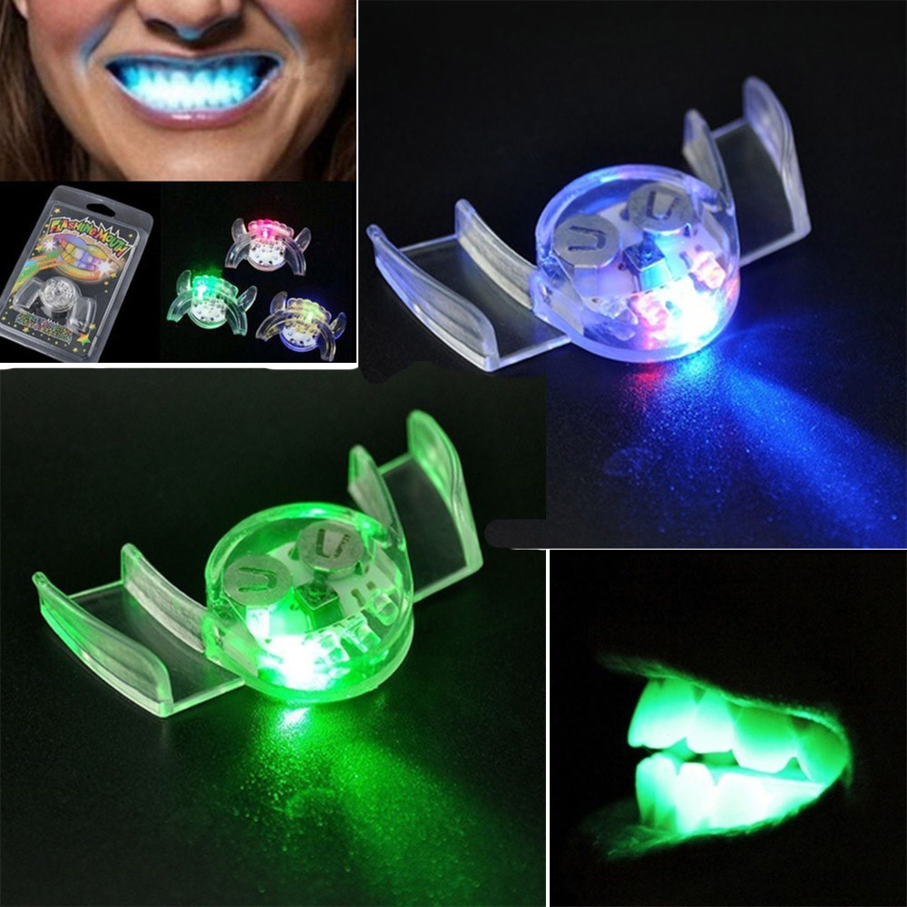 Lichtgevende speelgoed Knipperende LED Light Up Mond Bretels Stuk Glow Tanden Voor Halloween Party Rave Grappige Z0301