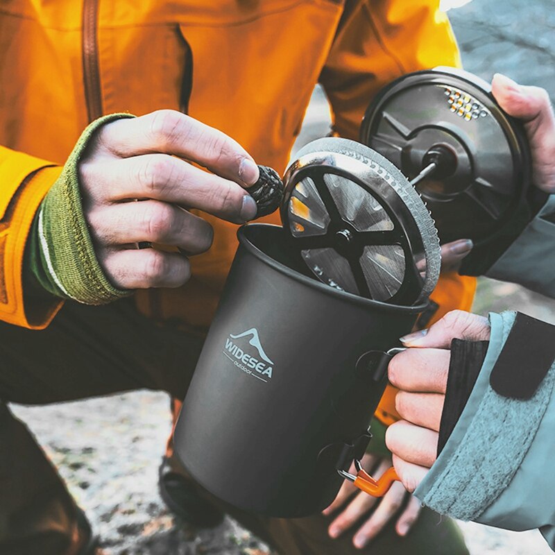 WIDESEA Aluminium Camping Coffee Pot With Cup Camping Coffee Pot For Campsite Cabin RV Kitchen Groups Backpacking Hiking