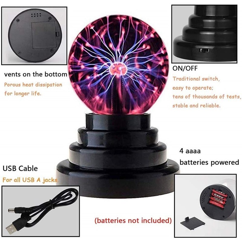 Crystal Ball Magic Plasma Ball Light Electric Lamp Night Light 4 5 6 8 Inch Table Lights Sphere Christmas Kids Glass Lamp