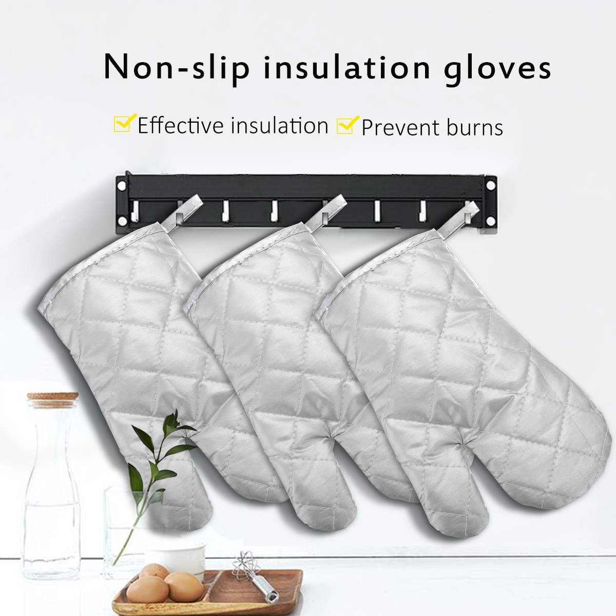 Varmebestandig handske ovnhandsker luffer grydeholdere skridsikker madlavning bagning grillhandsker sølv sikkerhed køkkenredskaber 17 x 25cm