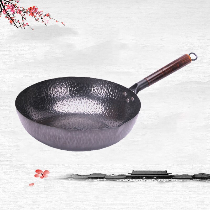 Wok di ferro cinese Wok di ferro fatto a mano tradizionale padella antiaderente padella antiaderente Wok di ferro pentole tradizionali di alta qualità Wok di ferro