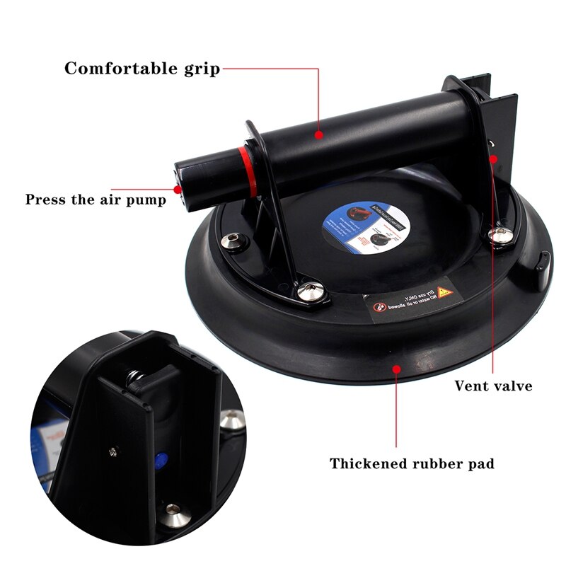 Vacuum Suction Cup 8Inch 200Kg Bearing Capacity Heavy Duty Vacuum Lifter for Granite Tile Manual Lifting