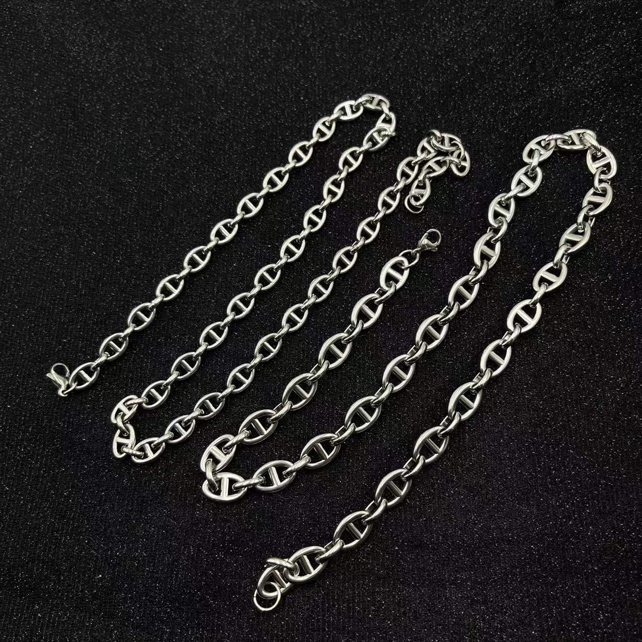 USENSET 8mm 10MM Stainless Steel Chain Hand Assembled Necklace For Men Women Hip Hop Jewlry