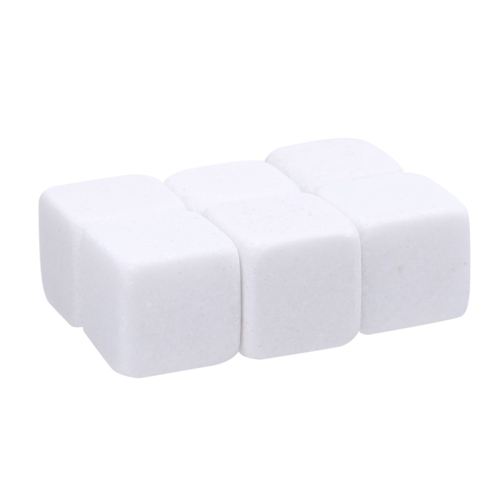 6pcs/Set Natural Whiskey Stones Set Sipping Ice Mold Whiskey-Stones Whisky Rock Cooler Party Wedding Barware Bar Tool: White
