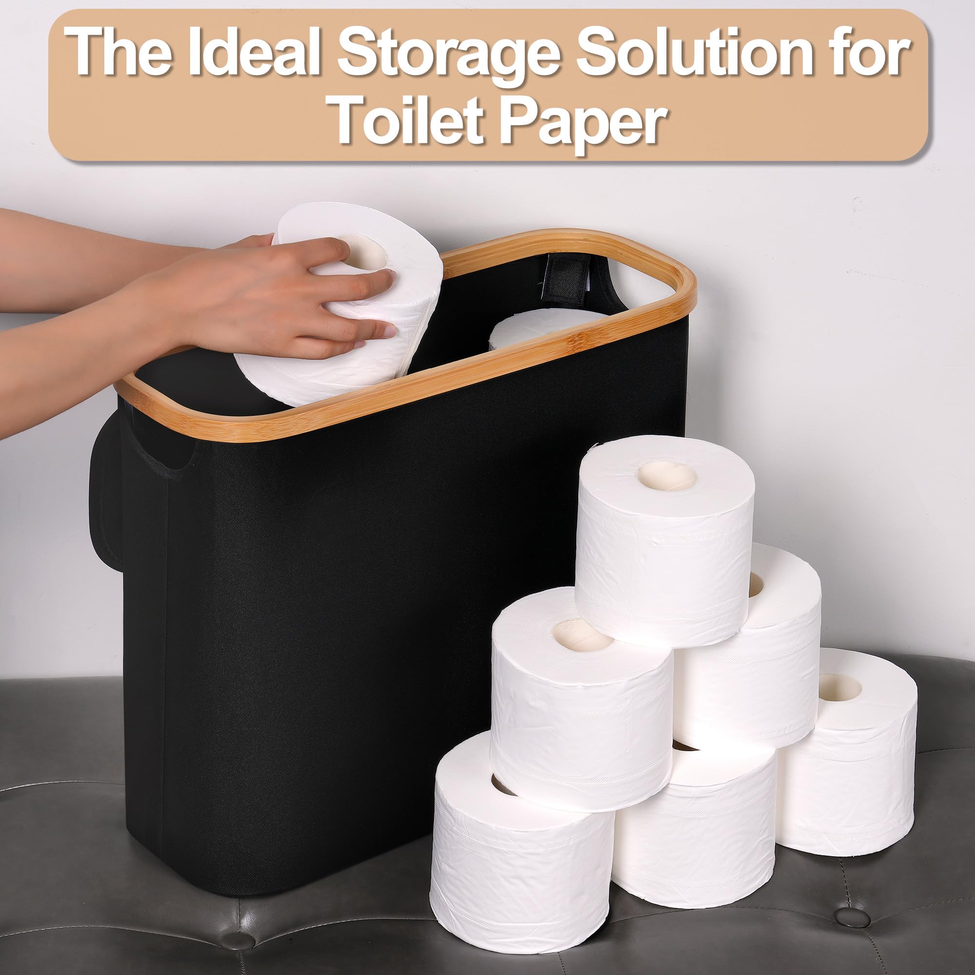 Toilet Paper Storage Basket with Lid Toilet Paper Storage Holder Stand Organizer for Bathroom Toilet Paper Storage Box Container