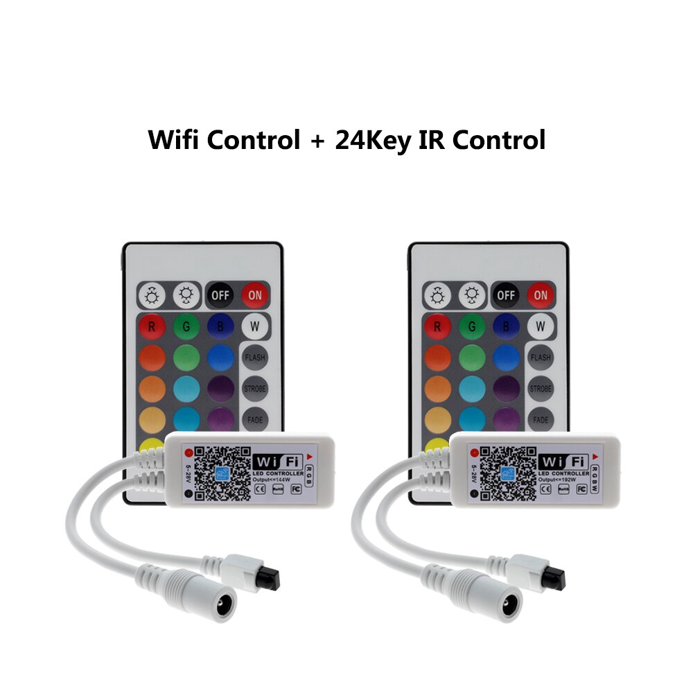 Wifi rgb / rgbw ledet kontroller mini  dc12v med 24 nøkkel ir  / 21 nøkkel rf fjernkontroll til rgb / rgbw ledet stripe smart telefon app kontroll