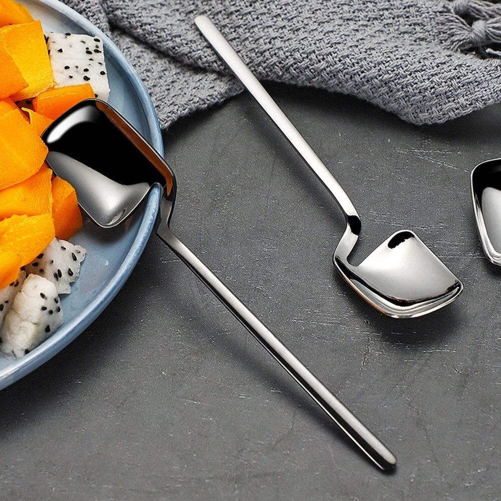 Long Handle Wall Hanging Spoon Stainless Steel Dessert Mixing Ice Cream Tea Coffee Spoon Stirring Spoon Tableware Party