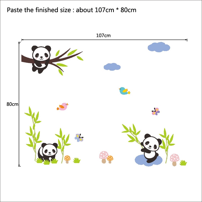 Cartoon Panda life animal Wall Stickers for kids baby rooms nursery decoration Mural Art Decals home decor cute sticker