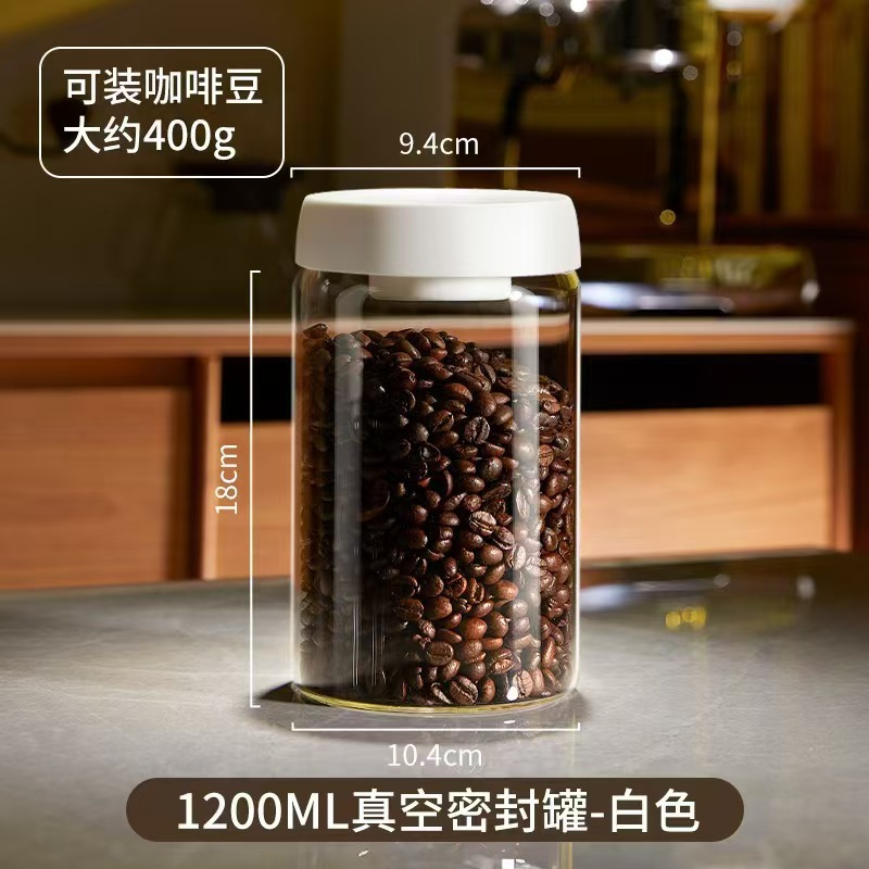 Botella de vidrio para almacenamiento de refrigerador, contenedor de granos de café y alimentos, prensa de aire, tarro de vidrio al vacío: Verde claro