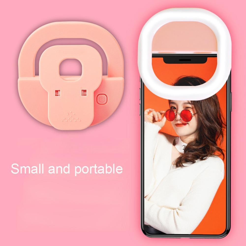 1PC Mini LED Ring Light Clip On Mobile Phone Fill Light Self Timer Square Miniature Mobile Phone LED Lamp Selfie Ring Light