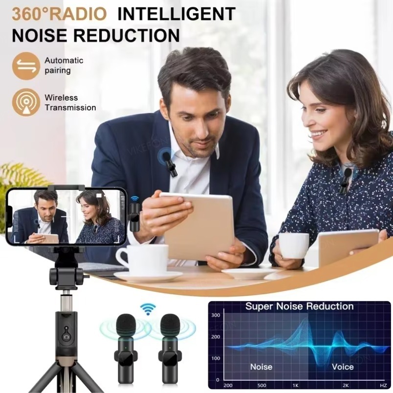 Draadloze lavaliermicrofoon Draagbare audio-video-opname Mini-microfoon voor iPhone Android Live-uitzending Gaming Ontvangen met telefoon