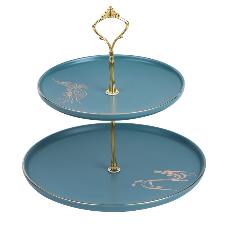 Tårtfat 2- lager tårthylla bröllopsfödelsedagsfest inredning kök dessertbricka fruktfat