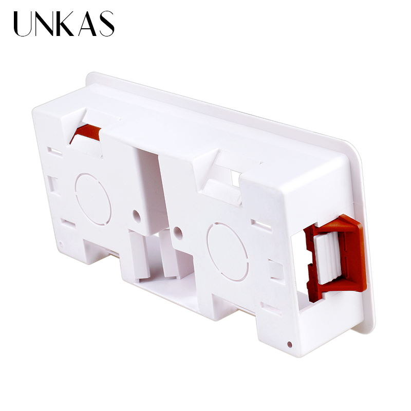 UNKAS-caja de montaje para tablero de yeso, zócalo de interruptor de pared de 34mm de profundidad, 86 tipos 2 Gang 172mm