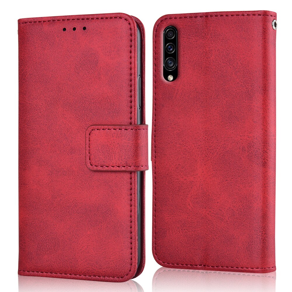 For On Samsung A30s Case Back Cover For Samsung Galaxy A30s Coque Flip Wallet Leather Case For Samsung A30s A 30s Case: niu-Red