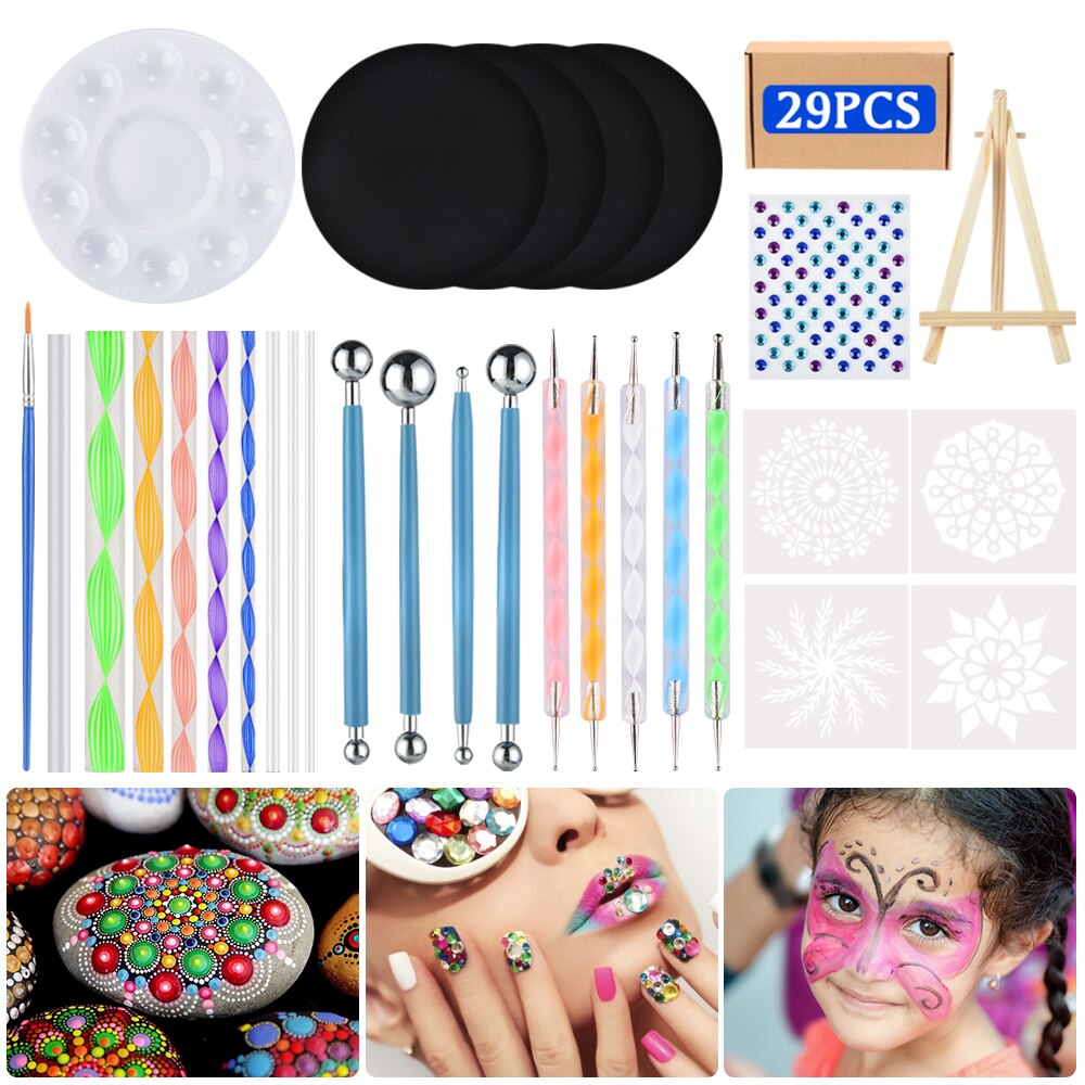 Mandala Dotting Tools Set DIY Stone Painting Tools for Painting Rock Stones Drawing Stencil Template Brush Art Craft Tool