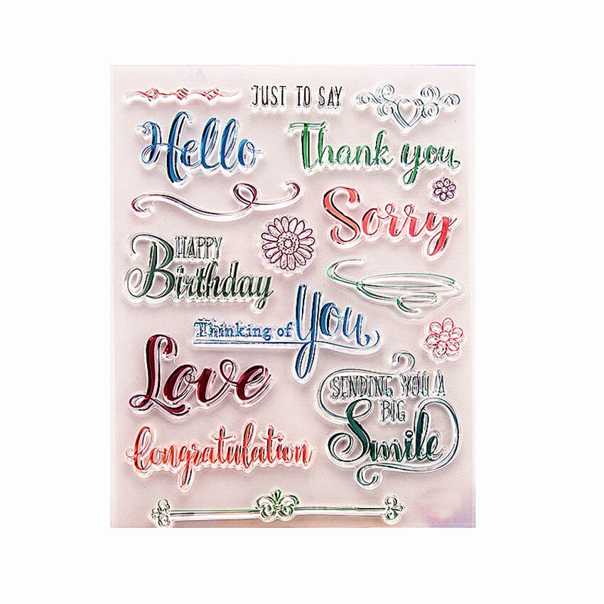14 x 18cm kleuren woorden transparante stempels siliconen zegels rolstempel diy scrapbooking fotoalbum/kaarten maken kerst