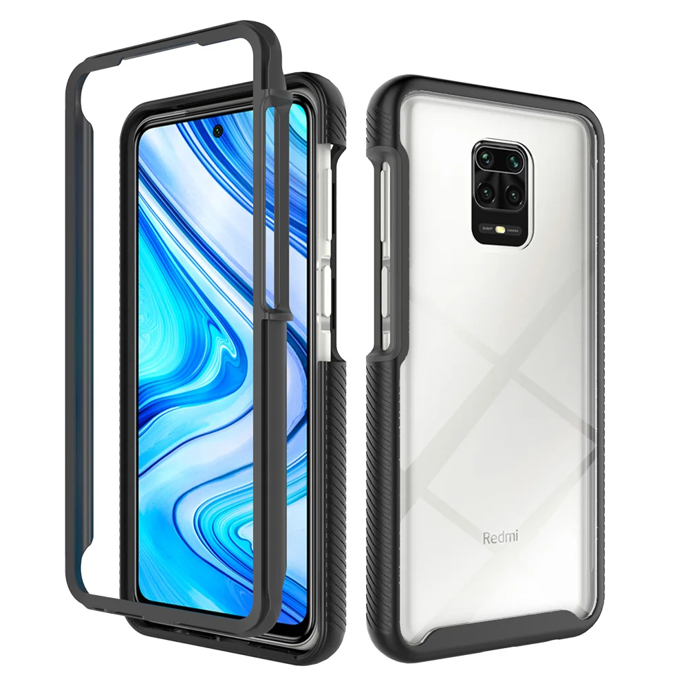 Funda híbrida resistente a prueba de golpes para Xiaomi Redmi Note 9S 9 Pro 10 Global 9C 10A 10C 12C TPU marco cubierta trasera de plástico duro: Lona
